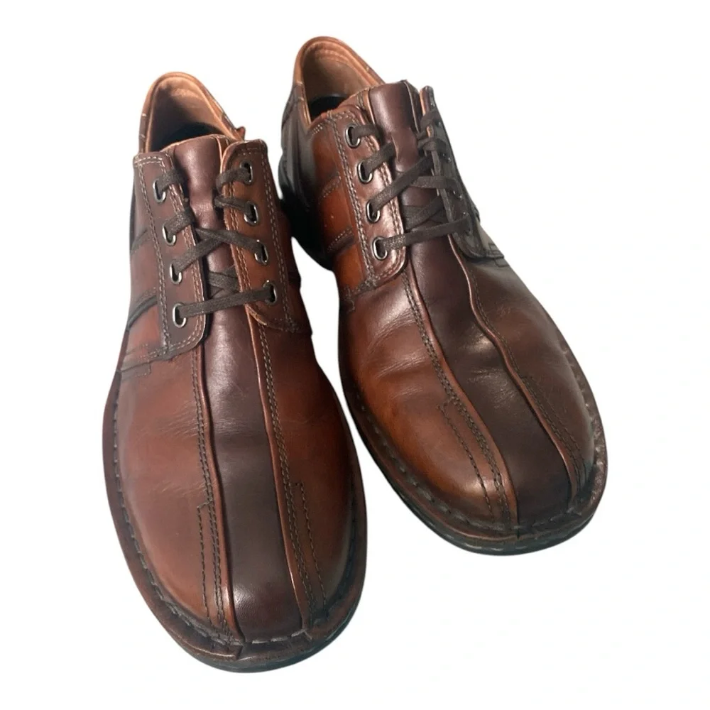 Clarks Touareg Vibe Two Tone Brown Leather Lace Up Oxford Shoes Men’s 10 Comfort